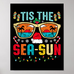 Kerstmis in juli is de zee zon Santa strand zomer Poster