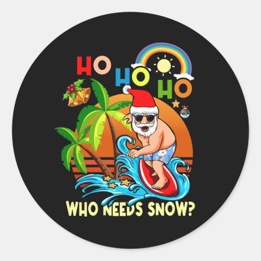 Kerstmis in juli jongstleden tijdens het kerstfees ronde sticker (Voorkant)