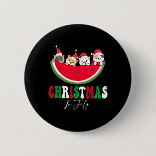Kerstmis in juli Kattenliefhebber kerstman hoed zo Ronde Button 5,7 Cm