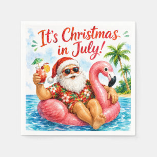 Kerstmis in juli Kerstman Flamingo Hawaiaans Fun Servet
