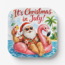 Kerstmis in juli Kerstman Flamingo Hawaiaans Plezi