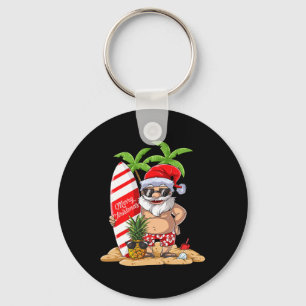 Kerstmis in juli Kerstman Hawaiaanse Surfing Cadea Sleutelhanger