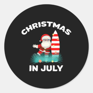 Kerstmis In Juli Kerstman Hawaiaanse Surfing Candy Ronde Sticker
