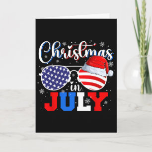 Kerstmis In Juli Kerstman Hoed Zonnebril Usa Vlag Kaart