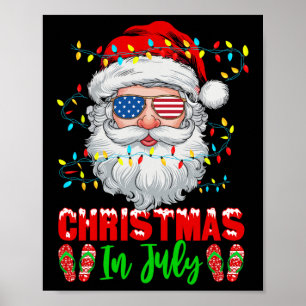 Kerstmis in juli kerstman patriottisch feestelijk poster