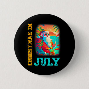 Kerstmis in juli Kerstman Strand Zomer Zomer Ronde Button 5,7 Cm