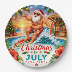Kerstmis in juli Kerstman Strandfeest Papieren bor Bordje