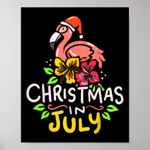 Kerstmis In Juli Kerstman Surfen Poster