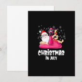 Kerstmis in juli kerstman zomer flamingo zwembad d kaart (Voorkant / Achterkant)