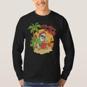 Kerstmis in juli kerstman zomer strand vakantie t-shirt