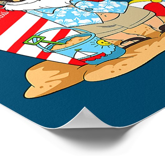 Kerstmis in juli kerstmis op strand met poster (Hoek)