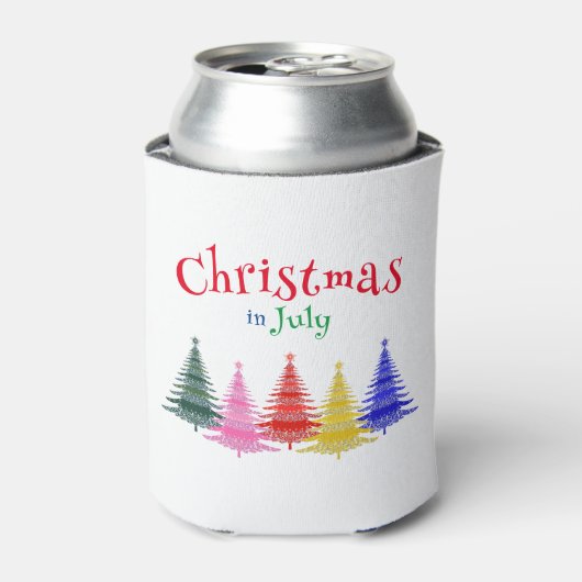 Kerstmis in juli Kleurrijk Leuk Feest Blikjeskoeler (Blikje Voorkant)