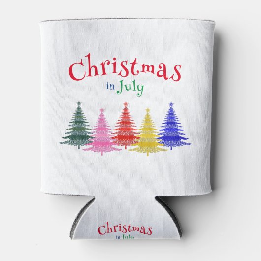 Kerstmis in juli Kleurrijk Leuk Feest Blikjeskoeler (Voorkant)