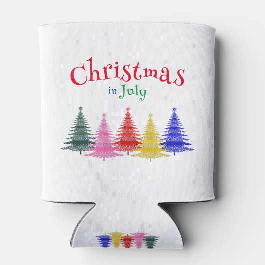 Kerstmis in juli Kleurrijk Leuk Feest Blikjeskoeler (Achterkant)