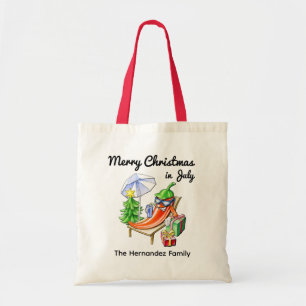 Kerstmis in juli Leuke zomer chili aangepaste fami Tote Bag