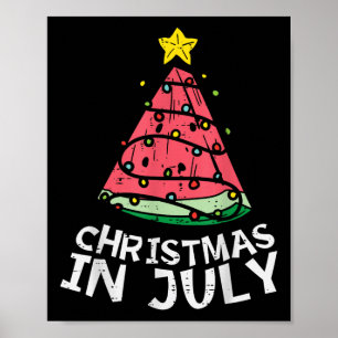 Kerstmis in juli Man watermeloenen zomer Poster
