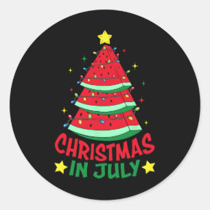 Kerstmis in juli Man watermeloenen zomer Ronde Sticker