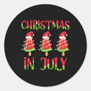 Kerstmis in juli Man watermeloenen zomer Ronde Sticker