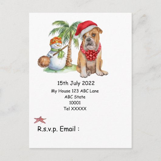 Kerstmis in juli met Briefkaart van de Dog Santa C (Voorkant)