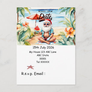 Kerstmis in juli met DE KERSTMAN Sla de datum op Briefkaart
