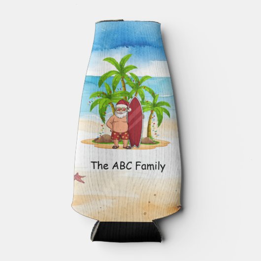 Kerstmis in juli met SANTA CLAUS Flesjeskoeler (Voorkant)