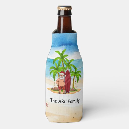 Kerstmis in juli met SANTA CLAUS Flesjeskoeler (Fles Voorkant)