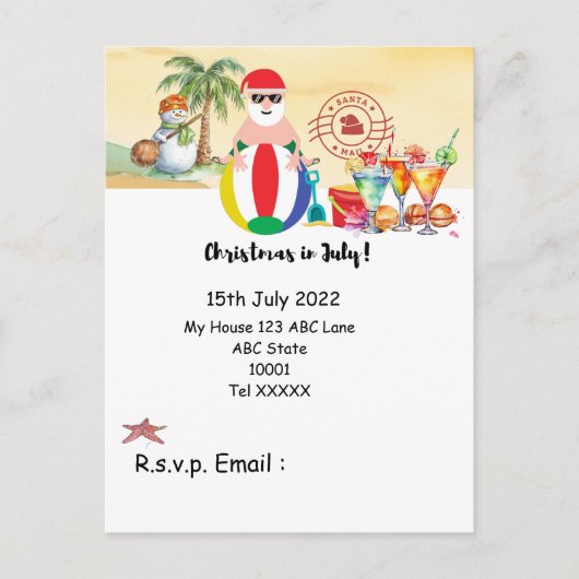 Kerstmis in juli met SANTA CLAUS op het strand Briefkaart (Voorkant)