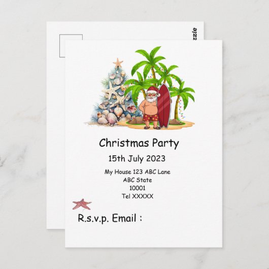 Kerstmis in juli met SANTA CLAUS op het strand Briefkaart (Voorkant / Achterkant)