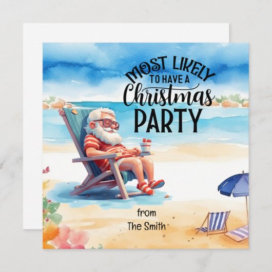 Kerstmis in juli met SANTA CLAUS op het strand Feestdagenkaart (Voorkant / Achterkant)