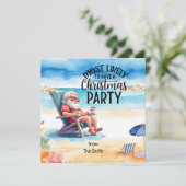 Kerstmis in juli met SANTA CLAUS op het strand Feestdagenkaart (Staand voorkant)