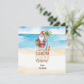 Kerstmis in juli met SANTA CLAUS op het strand Feestdagenkaart (Staand voorkant)