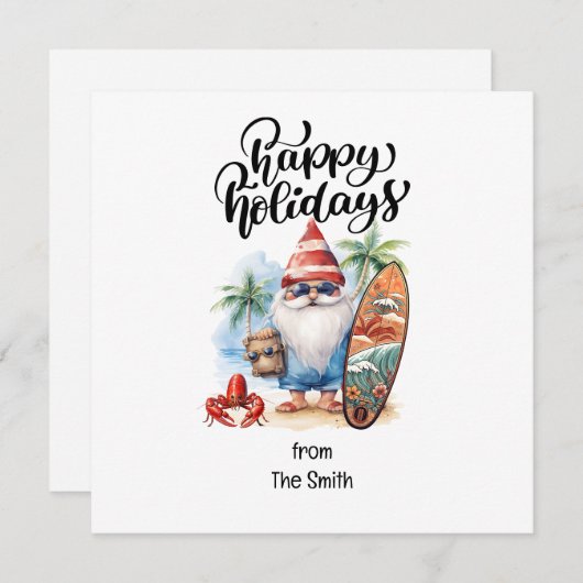 Kerstmis in juli met SANTA CLAUS op het strand Feestdagenkaart (Voorkant / Achterkant)
