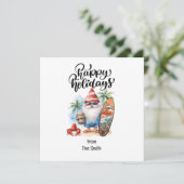 Kerstmis in juli met SANTA CLAUS op het strand Feestdagenkaart (Staand voorkant)