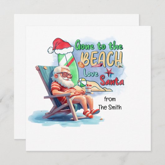 Kerstmis in juli met SANTA CLAUS op het strand Feestdagenkaart (Voorkant / Achterkant)