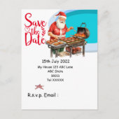 Kerstmis in juli met SANTA CLAUS Save the date Briefkaart (Voorkant)