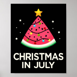 Kerstmis in juli met watermeloenboom voor zomer poster