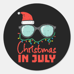 Kerstmis in juli oogglazen Kerstmis zomer vrouwen Ronde Sticker