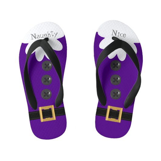 Kerstmis in juli Paarse Naughty of Nice Festive Kinder Teenslippers (Voetbed)