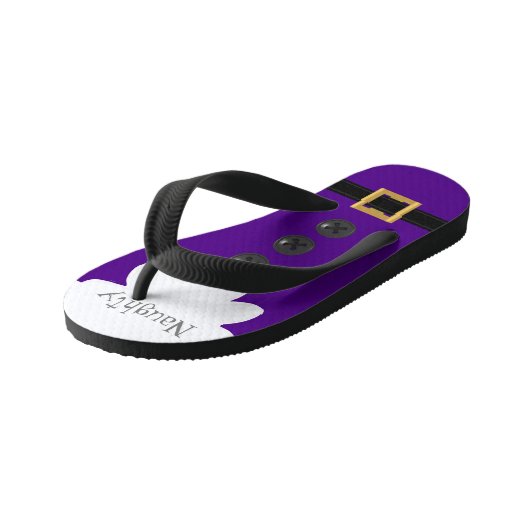 Kerstmis in juli Paarse Naughty of Nice Festive Kinder Teenslippers (Schuin)