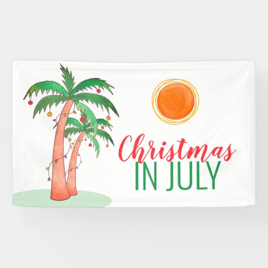 Kerstmis in juli Palm Trees Banner (Horizontaal)