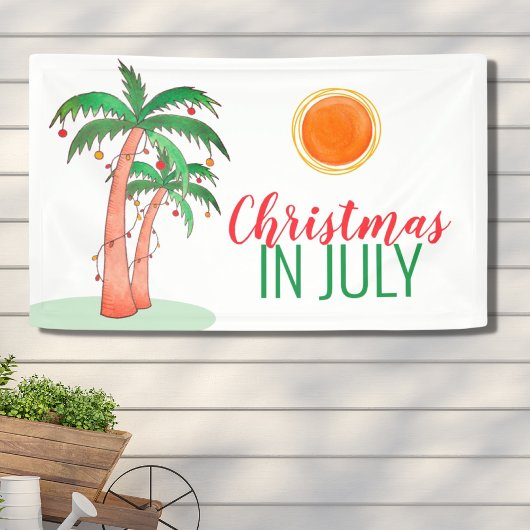 Kerstmis in juli Palm Trees Banner