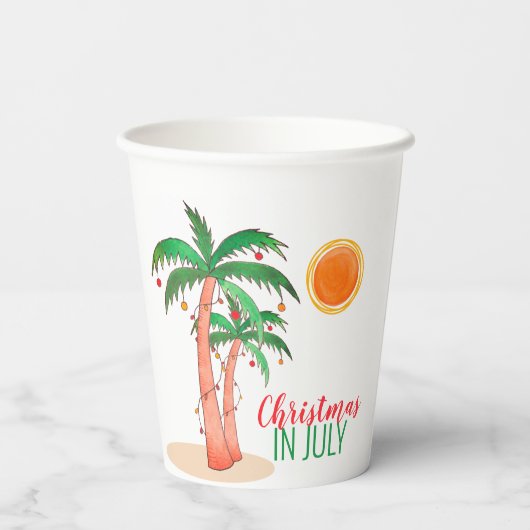 Kerstmis in juli Palm Trees Papieren Bekers (Achterkant)