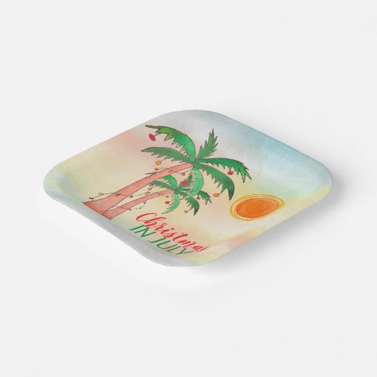 Kerstmis in juli Palm Trees Party Papieren Bordje (Gebogen)