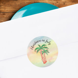 Kerstmis in juli Palm Trees Ronde Sticker