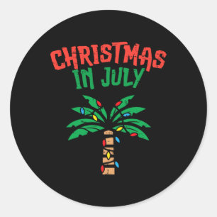 Kerstmis in juli Palmbomen Lichtjes Tropische Zome Ronde Sticker