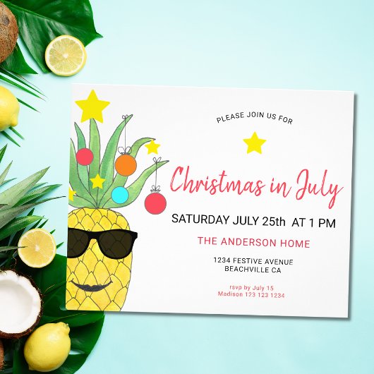 Kerstmis in juli Pineappelfeest Flyer
