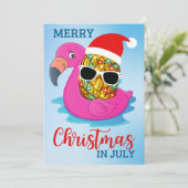 Kerstmis in juli Pineapple Santas Pet Flamingo Ho Feestdagenkaart (Staand voorkant)