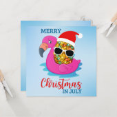 Kerstmis in juli Pineapple Santas Pet Flamingo Ho Kaart (Voorkant / Achterkant in situ)