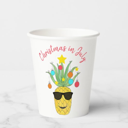 Kerstmis in juli Pineapple Tropical Holiday Papieren Bekers (Voorkant)