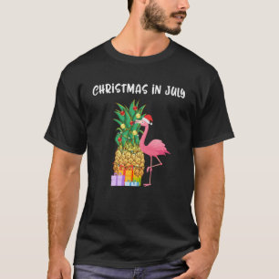 Kerstmis in juli Pineapple Xmas Boom Flamingo San T-shirt